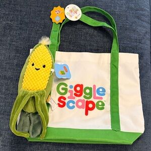 Giggle Scape Corn Stalk Stuffed Toy and Tote Bag
